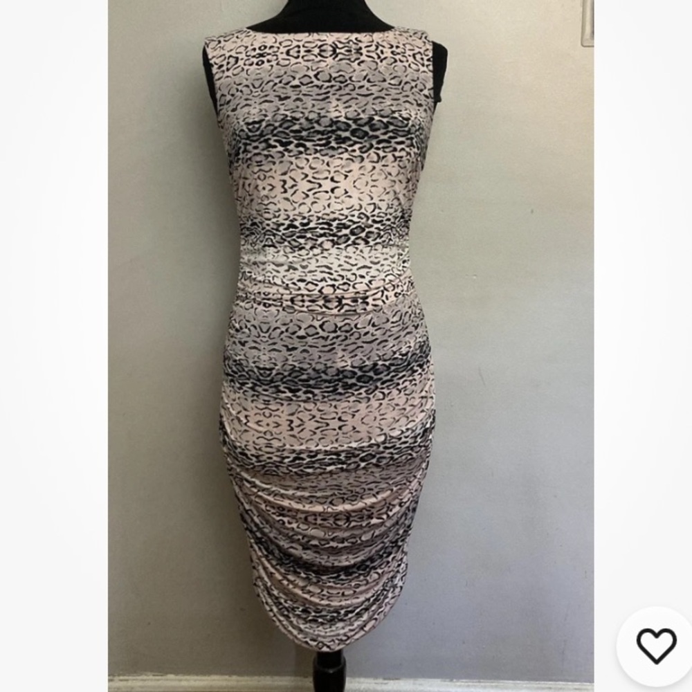 8-22 Cache Animal Print Dress Bodycon Ruching Medium Pink